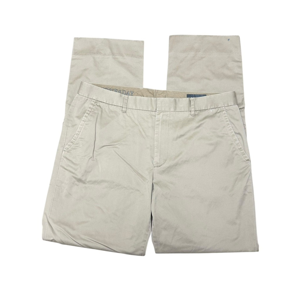 Bonobos Weekday Warrior Wednesday Pants FITS 34x32 Beige Straight Leg‎ Hemmed